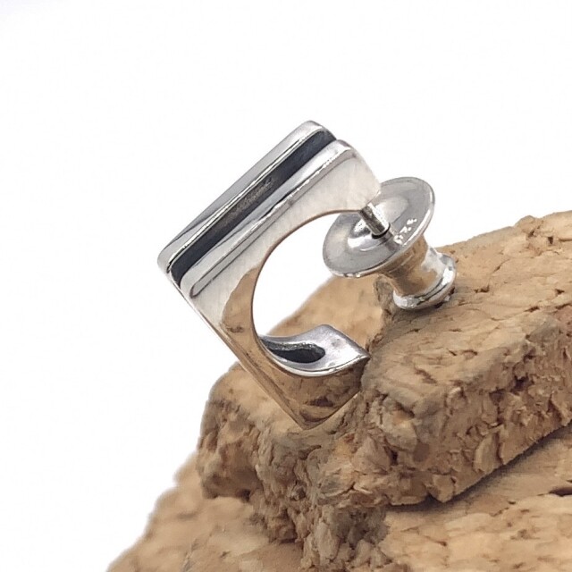 四角いメンズフープピアス、PE47、シルバー925製