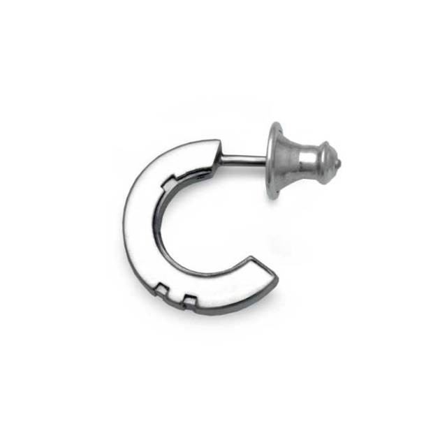 シンプルなメンズフープピアスPE63、シルバー925製