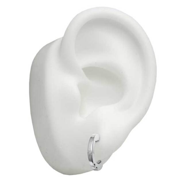 シンプルなメンズフープピアスPE63、シルバー925製