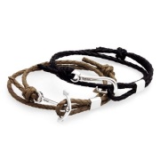 【送料無料】Sync Note by Dr MONROE（シンクノート　バイ　ドクターモンロー） レザーブレスレット＆アンクレットSND-037-SV