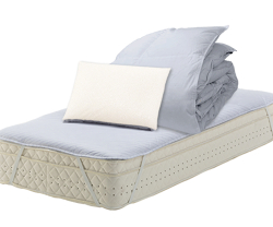 ベッド用羽毛布団パイプ枕布団セット(新ベッドパッド)　セミダブル