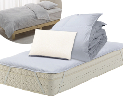 ベット用羽毛布団パイプ枕完璧セット　シングル