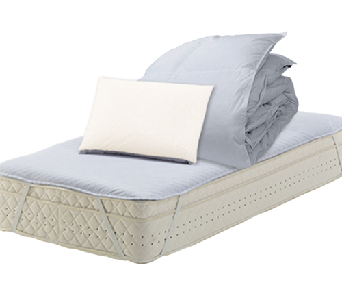 ベッド用羽毛布団パイプ枕布団セット(新ベッドパッド)　セミダブル