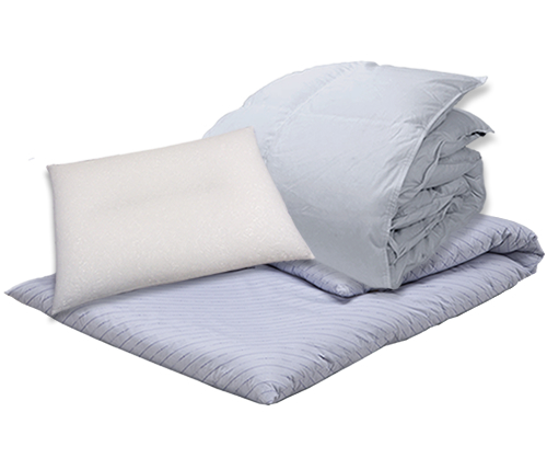 和敷用羽毛布団パイプ枕布団セット　ダブル