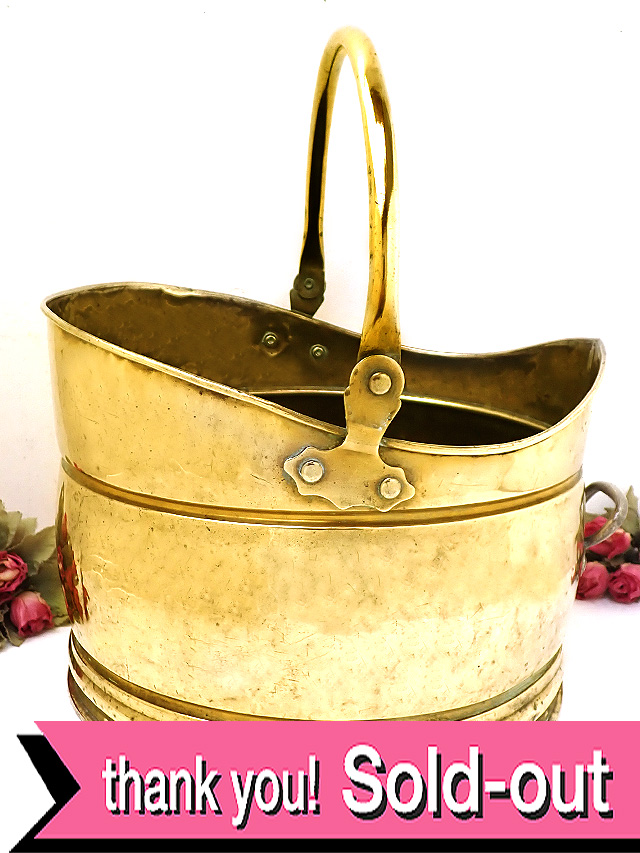 １９１０年代：エドワーディアン時代♪英国アンティークのとても大きな真鍮の炭入れ