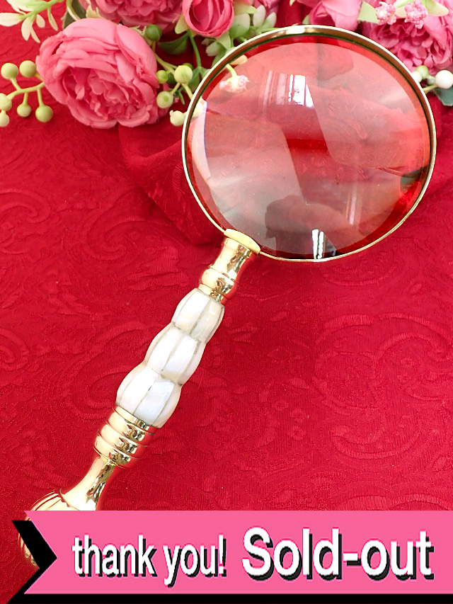 １９２０年代：優雅な白蝶貝（マザーオブパール）♪真鍮細工が優雅なとても大きなルーペ