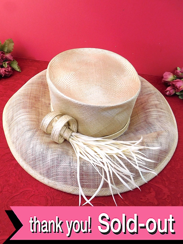 ＜英国ビンテージＨＡＴ＞マークス＆スペンサー♪ヴィクトリアン貴婦人のような生成りの優雅なお帽子
