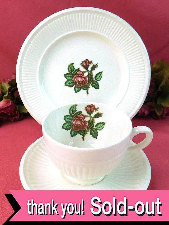 ＜ウェッジウッド：レア♪＞「MOSS ROSE」モスローズ♪上品なバラたちの愛らしいトリオ