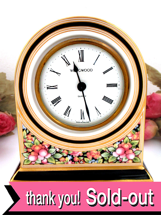 【３０日間保証付】＜ウェッジウッド＞豪華な金彩とお花たち♪「CLIO」の素晴らしく美しい陶器の置時計