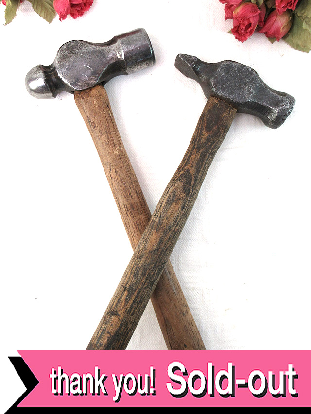 ＜英国アンティーク農具＞１９１０年代：いいお味になった無垢の木製と鉄の大きなアンティーク・ハンマー