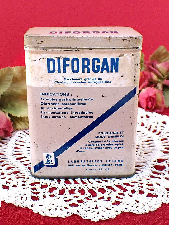 ＜フランスアンティーク＞「DIFORGAN」♪フランスの胃腸薬のアンティークTIN缶