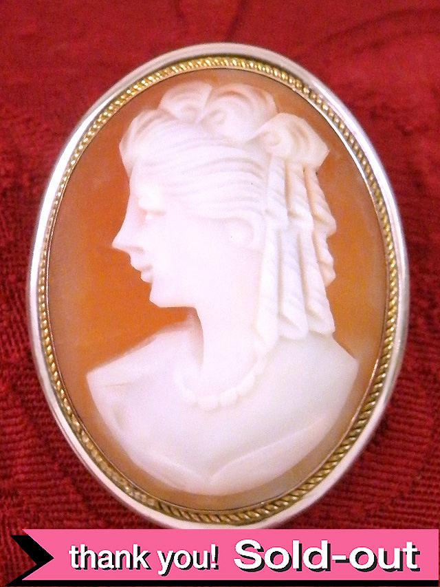 １９１０年代：エドワーディアン時代♪銀細工が美しいシェルカメオの「２ＷＡＹ」のブローチ