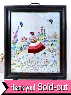 １９２０年代：優雅なヴィクトリアンレディ♪美しいイングリッシュガーデンの大きなファイヤースクリーン