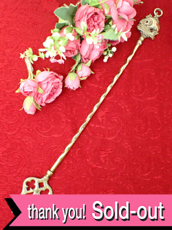 １９１０年代：クラシカルな帆船♪全長４８cm無垢の真鍮の大きなオーナメントフォーク