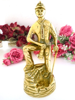 １９３０年代：金色に輝く炭鉱夫♪ずっしりと重たい無垢の真鍮のとても大きな置物