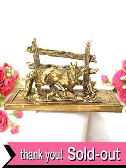 １９１０年代：エドワーディアン時代♪キツネさんの真鍮細工が美しい貴重で大きなアンティーク・レターラック