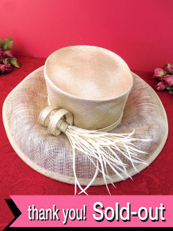 ＜英国ビンテージＨＡＴ＞マークス＆スペンサー♪ヴィクトリアン貴婦人のような生成りの優雅なお帽子