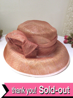 ＜英国ビンテージＨＡＴ＞優雅な淡いサーモンピンク♪ヴィクトリアン貴婦人のようなお帽子