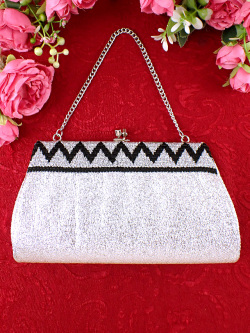 ＜英国パーティバッグ＞輝くシルバーとブラックのコントラスト♪シルバーラメが輝く英国のすばらしいパーティバッグ