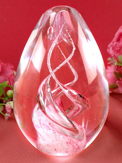 ＜英国ハンドメイド＞アートフルなスパイラル♪透明ガラスのとてもとても大きな玉子型のペーパーウェイト：通常価格11800円→