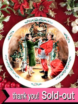 ＜英国流クリスマス：Royal Doulton＞１９９１年「DAD PLAYS SANTA 」♪クリスマス準備のパパとママ♪クリスマスプレート「プレートハンガー付」