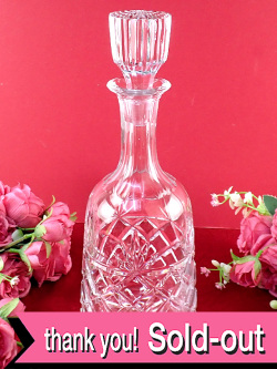 １９３０年代：英国クリスタルガラス♪お花のつぼみのようなキャップが美しい大きな光のデカンタ