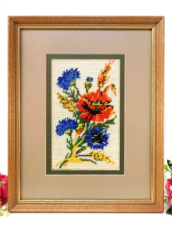 ＜英国ビンテージ＞英国の華やかなお花たち♪英国カントリーサイの温かな手刺しゅうの大きな額