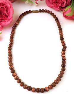 ★★＜英国ミッドセンチュリー＞チェーン全体が金ラメブラウンに輝くゴールドストーン♪金色のグラデーションが美しい光のネックレス