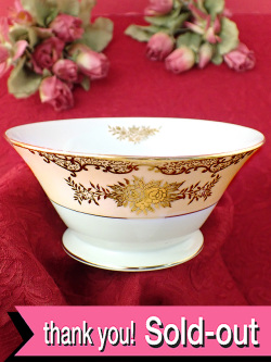 ★＜オールドノリタケ＞１９０８～２６年代：華やかな金色のお花たち♪とても貴重な金盛りのシュガーボウル：通常価格6480円→