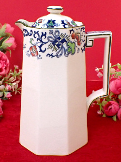 ＜ROYAL DOULTON＞１８９０年代：「NANKIN」♪ロイヤル・ドルトンのヴィクトリアン時代のお花たちブルー＆ホワイトの大きなホットウォータージャグ