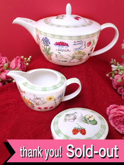 ＜HUDSON MIDDLETON＞グリーンフィンガーさん御用達♪楽しいガーデニングの絵柄が優しい英国のティーセット「３点組」