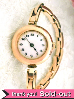 【３６５日保証付】＜ROLEX＞１９２０年代：貴重で珍しい女性用アンティークロレックスの９金無垢１５石の機械式腕時計