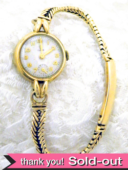 【３６５日保証付】＜ROLEX＞１９３０年代：とても貴重で珍しいロレックスチュードルブランドの９金無垢のブレスレッド腕時計「小バラ」