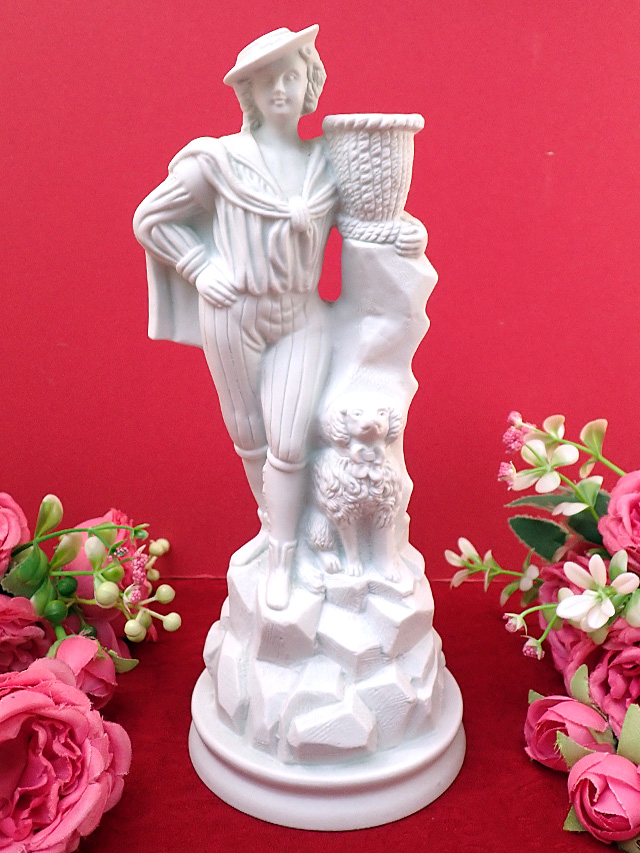 ★★＜PORTMEIRION：レア♪＞「Parian Ware」ポートメリオンの白い王子様とワンチャン♪彫像のような優雅で大きなフィギュア