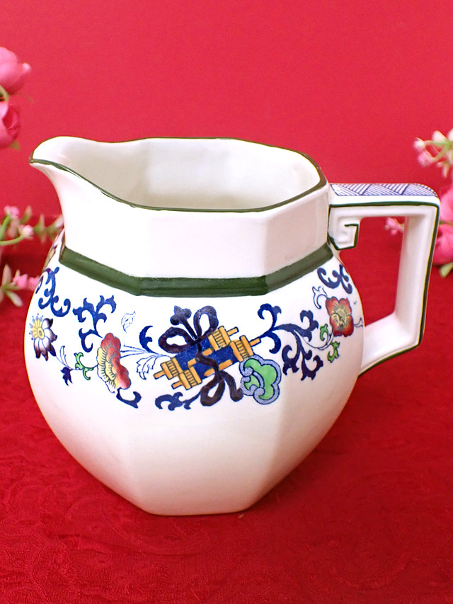 ＜ROYAL DOULTON＞１８９０年代：「NANKIN」♪ロイヤル・ドルトンのヴィクトリアン時代のお花たちブルー＆ホワイトの大きなウォータージャグ
