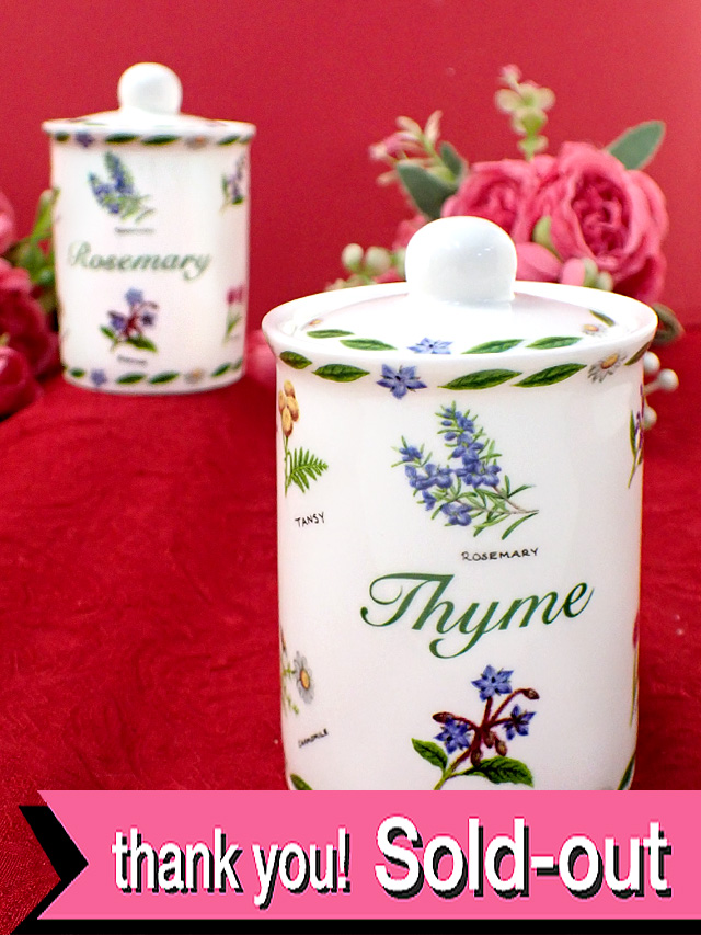 ＜The Leonardo Collection＞ボタニカルアートの植物たち♪「Thyme」と「Rosemary」のハーブジャー「2点セット」