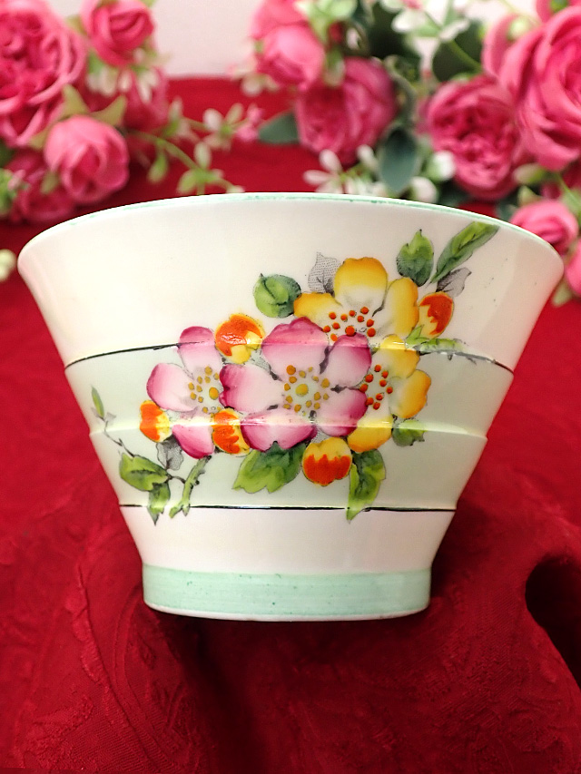 ＜廃盤レア♪PARAGON＞１９３０年代：黄色とピンクのオールドローズ♪幻の名窯パラゴンの英国アンティークのシュガーボウル