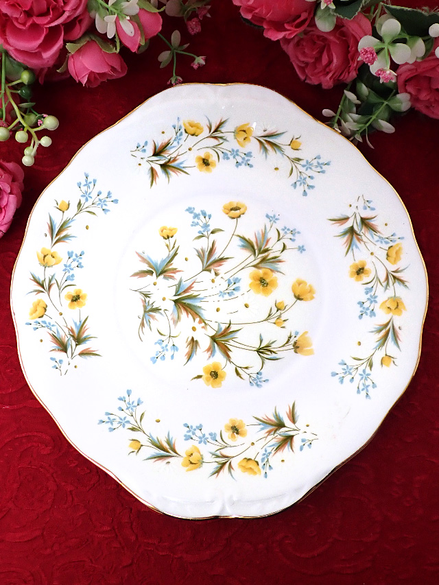 ＜コルクロウ＞１９５０年代：英国カントリーサイドの野の花たち♪金彩も輝くロマンチックなサンドイッチプレート