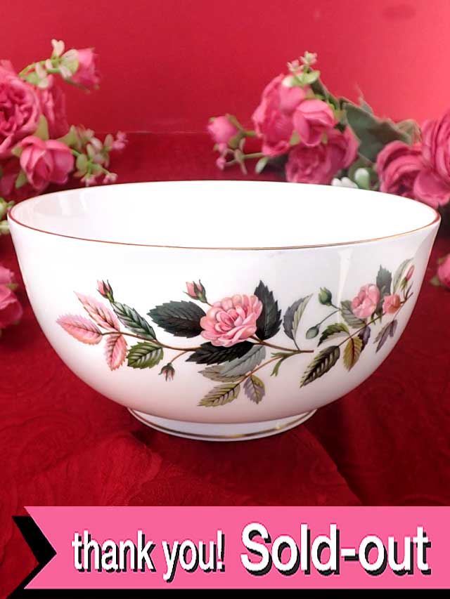 ＜廃盤レア♪ウェッジウッド＞１９５９年：「HATHAWAY ROSE（ハザウェイローズ）」♪容量１５００ccピンクのバラのとても大きなボウル