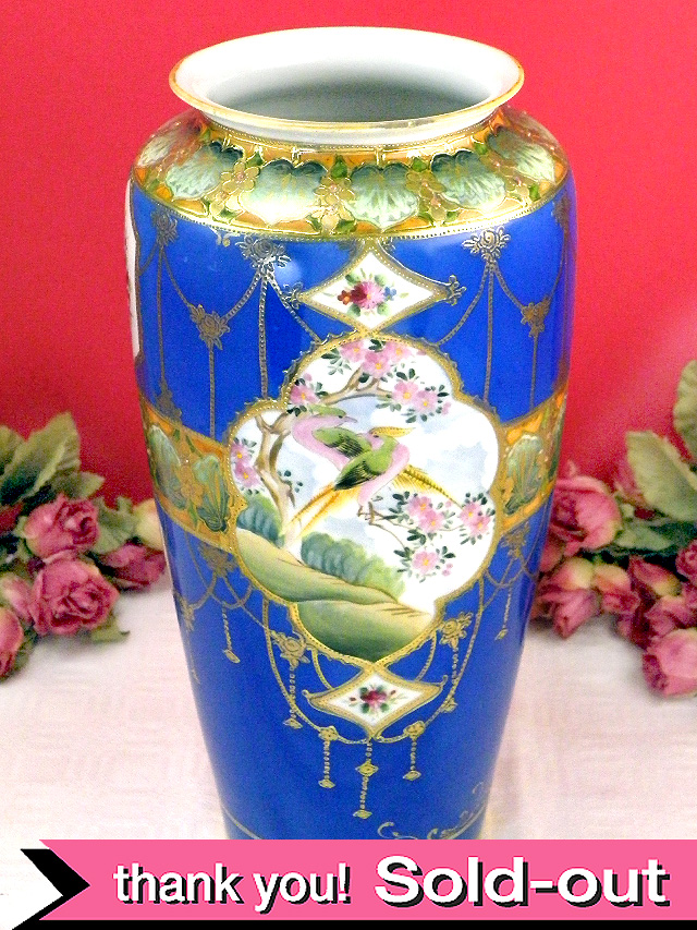 ＜オールドノリタケ＞１９１１~２１年：貴重で豪華♪素晴らしすぎるエナメル金盛りの大きな飾り壺