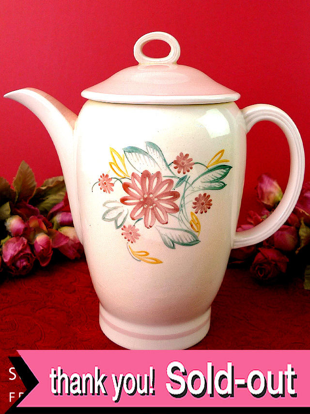 ＜廃盤レア♪　スージー・クーパー＞１９３９年：珍しいお花たち♪「FLORAL」のコーヒーポット