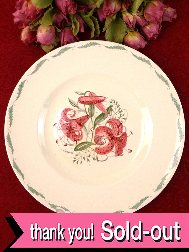 ＜廃盤レア♪　スージー・クーパー＞１９４１年：「タイガーリリー」♪大輪のピンクのユリが美しいとても大きな絵皿