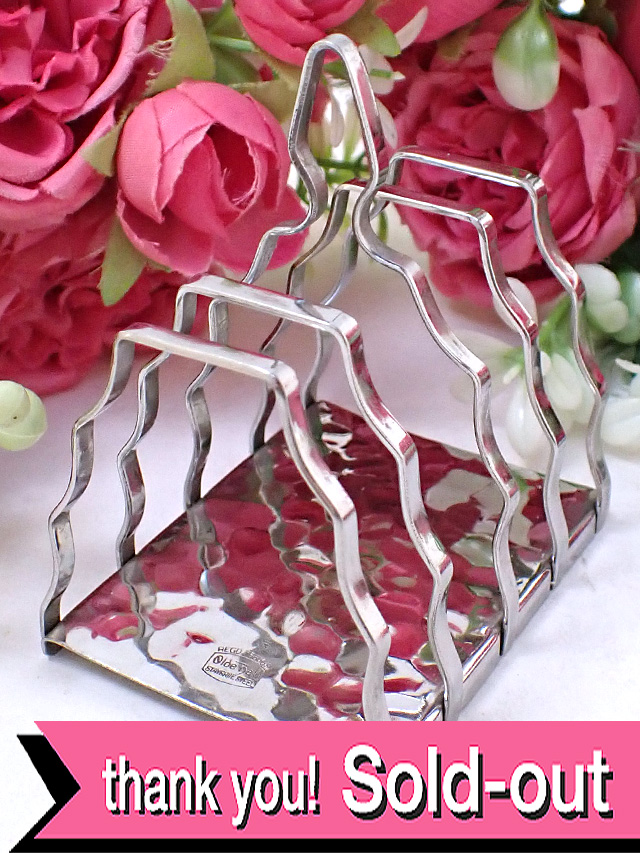 ＜英国銀器：美品＞１９３０年代：優雅な銀細工♪シルバープレートの英国アンティークのトーストラック