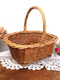＜英国ハンドメイド＞英国カントリーサイドの空気♪しっかりとした持ち手付のスモールサイズのバスケット