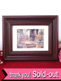 ＜英国ミッドセンチュリー＞花盛りのハニーストーンの石段♪英国カントリーサイドの心安らぐ風景の水彩画の額