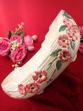 ★３５％OFF★＜英国ミッドセンチュリー＞七色のパールの光沢♪立体的なリンゴのお花たちが優雅なとても大きなお船のようなフォルムのボウル：通常価格8480円→