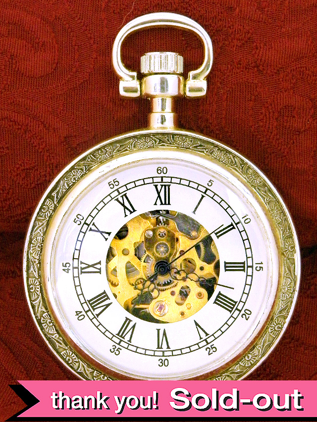 【３０日間保証付】１９６０年代：珍しいスケルトン♪上品で貴重な懐中時計