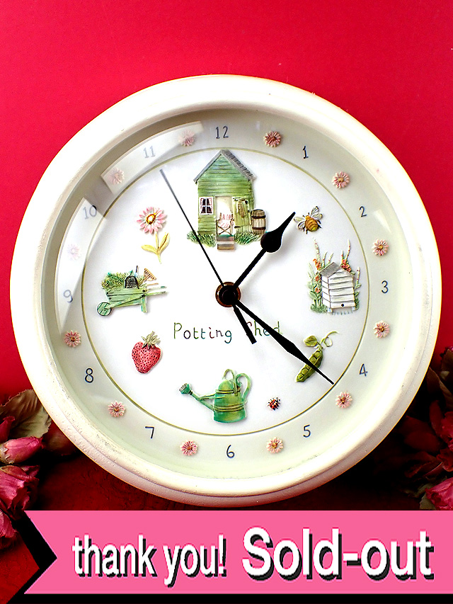 【３０日間保証付】「Potting Shed」♪硬い樹脂とアイアン製の大きな壁掛け時計