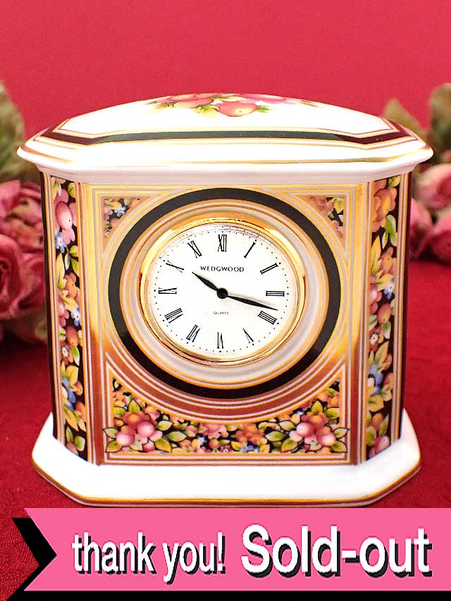 【３０日間保証付】＜ウェッジウッド＞豪華な金彩とお花たち♪「CLIO」の素晴らしく美しい陶器の置時計