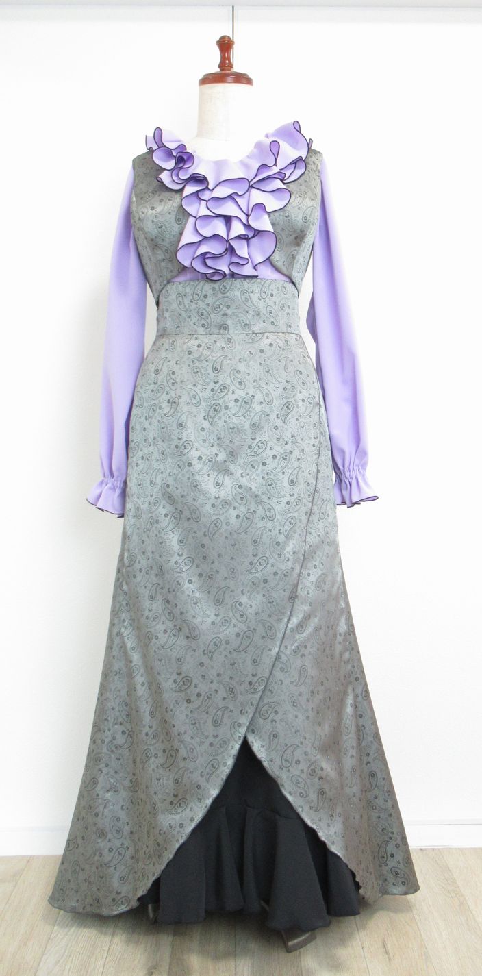 2023年作品集★F★グレー　ハイウエスト巻きスカート風ファルダ＆ベスト